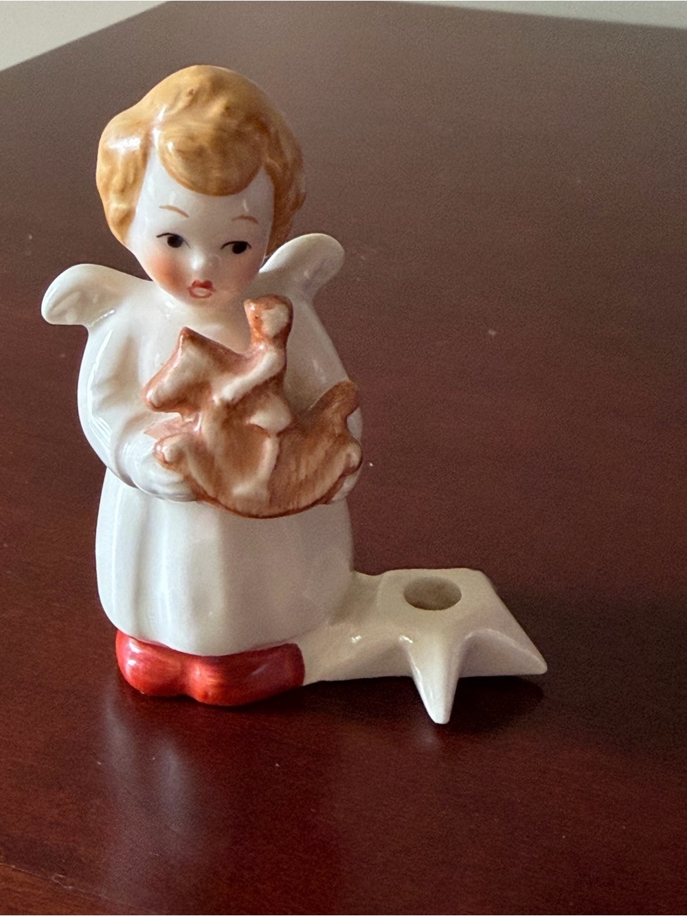 GOEBEL Ceramic Angel Candle Holders with Red Accents. MADE IN GERMANY 🇩🇪 VINTAGE - Picture 5 of 8